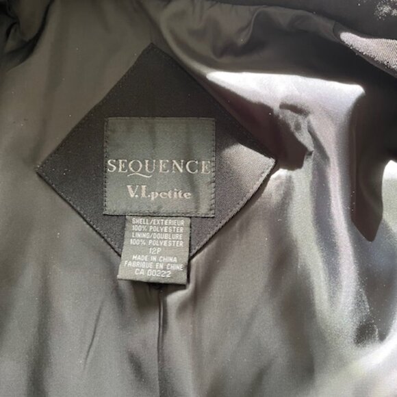 Sequence VTG Black Lined Button Up Trench Coat S 12 V.I.petite with removal hood - Picture 6 of 10